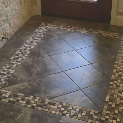 dark brown tiles on the floor